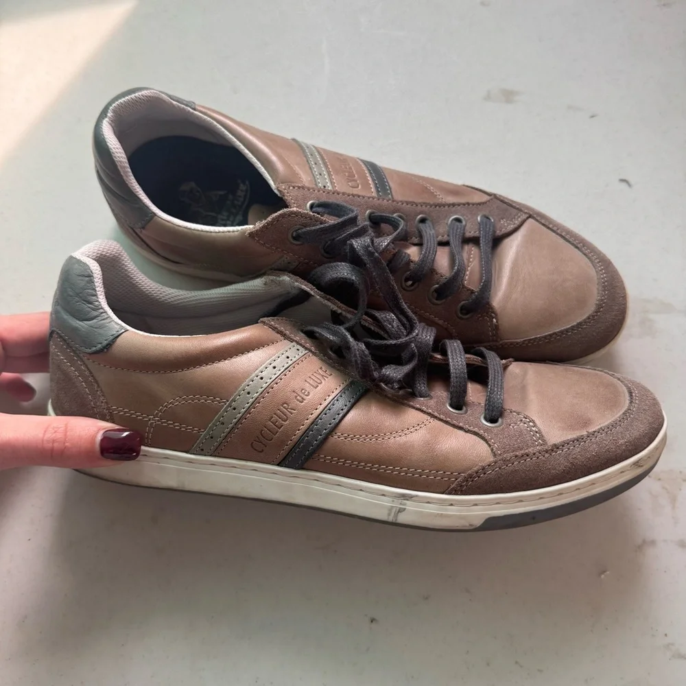 Cycleur de Luxe MENS Leather Lace Up Low Top Casual Sneakers Brown Size 42/9